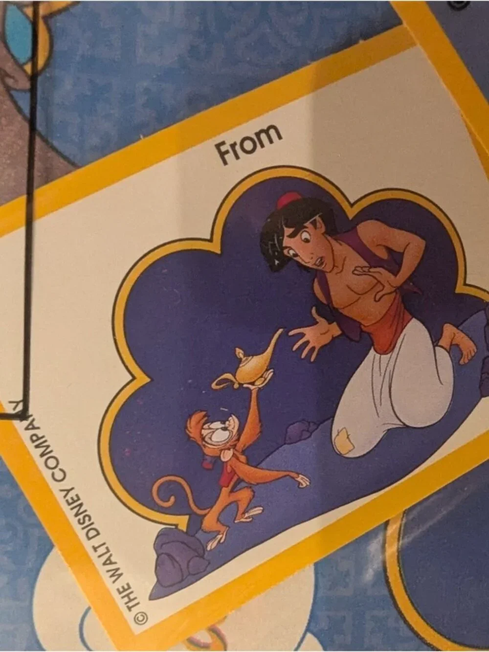Vintage 80's Gift Wrap Aladdin & Beauty & The Beast Disney Wrap & gift tags